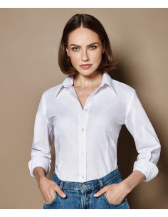 K-KK361-Womens Tailored Fit Workwear Oxford Shirt Long Sleeve 2